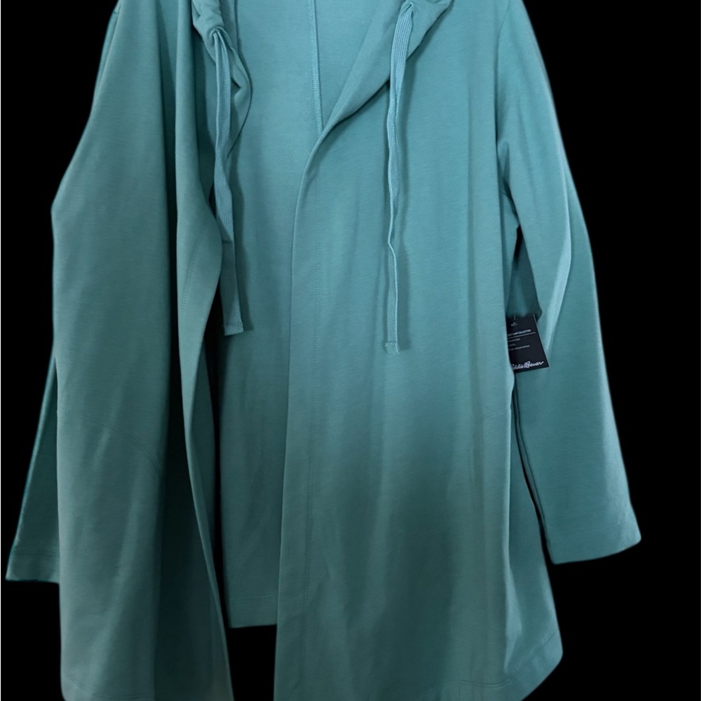 Women's Teal Hooded Fleece Cardigan XL